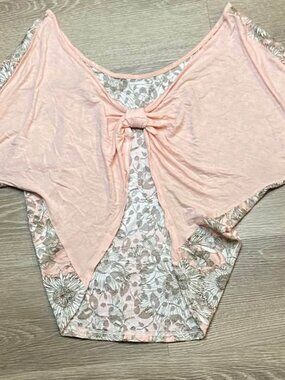 Y2K Lace Batwing Top | Misope Peach High-Low Sheer Back | Size Small | Coquette